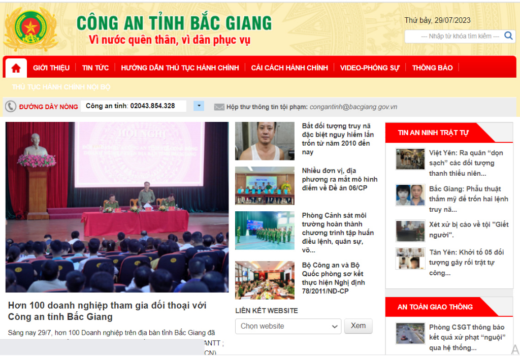 Các kênh thông tin tiếp nhận phản ánh, kiến nghị của Công an tỉnh Bắc Giang với người dân, doanh nghiệp