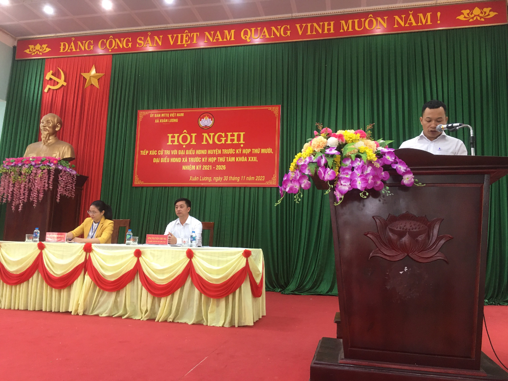 Xã Xuân Lương tổ chức hội nghị tiếp xúc cử tri trước kỳ họp thứ 10 HĐND huyện, trước kỳ họp thứ 8 HĐND xã khóa XXII, nhiệm kỳ 2021-2026