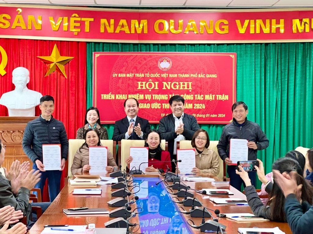 Thành phố Bắc Giang: Hội nghị triển khai nhiệm vụ công tác Mặt trận năm 2024 và ký kết giao ước...