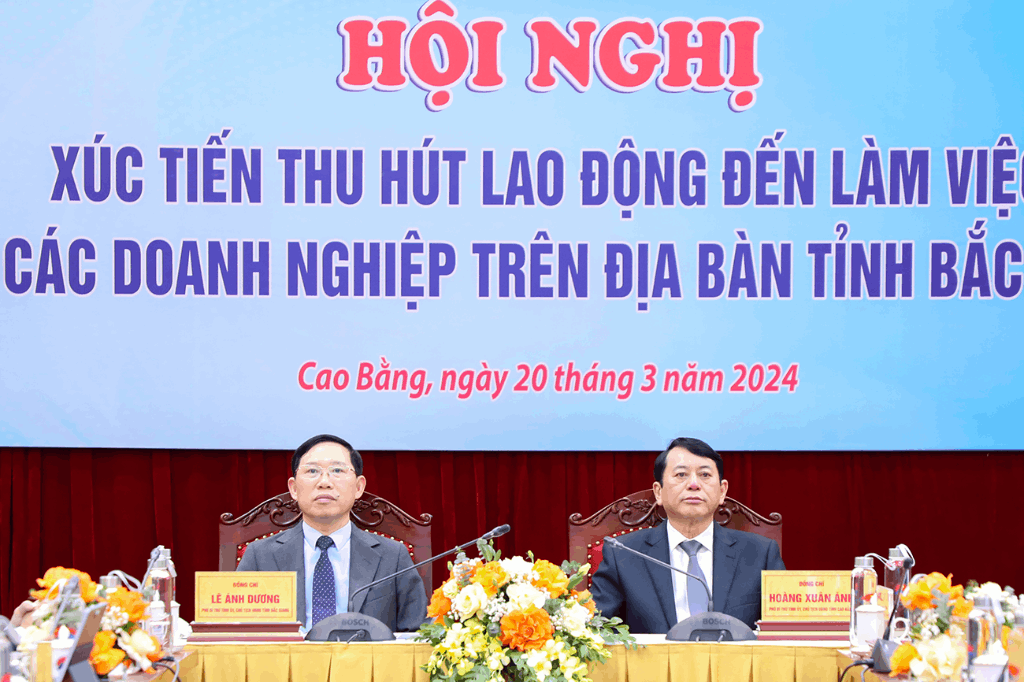 Promotion conference to attract workers from Cao Bang province to work at businesses in Bac Giang...|https://www.bacgiang.gov.vn/web/chuyen-trang-english/detailed-news/-/asset_publisher/MVQI5B2YMPsk/content/promotion-conference-to-attract-workers-from-cao-bang-province-to-work-at-businesses-in-bac-giang-province
